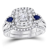 14kt White Gold Womens Princess Diamond Bridal Wedding Engagement Ring Band Set 1.00 Cttw (Certified)