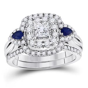14kt White Gold Womens Princess Diamond Bridal Wedding Engagement Ring Band Set 1.00 Cttw (Certified)