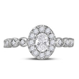 14kt Two-tone Gold Womens Oval Diamond Solitaire Bridal Wedding Engagement Ring 3/4 Cttw (Certified)