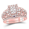 14kt Rose Gold Womens Round Diamond Bridal Wedding Engagement Ring Band Set 1.00 Cttw