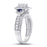 14kt White Gold Womens Pear Diamond Bridal Wedding Engagement Ring Band Set 1.00 Cttw (Certified)