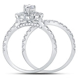 14kt White Gold Womens Marquise Diamond Bridal Wedding Engagement Ring Band Set 2.00 Cttw (Certified)