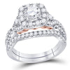 14kt Two-tone Gold Womens Round Diamond Bridal Wedding Engagement Ring Band Set 1-3/4 Cttw (Certified)
