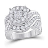 14kt White Gold Womens Princess Diamond Cluster Bridal Wedding Engagement Ring 2-1/2 Cttw