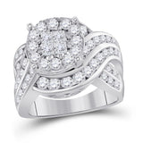 14kt White Gold Womens Princess Diamond Cluster Bridal Wedding Engagement Ring 2-1/2 Cttw