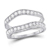14kt White Gold Womens Round Diamond Milgrain Wrap Ring Guard Enhancer 1.00 Cttw