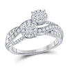 14kt White Gold Womens Princess Diamond Cluster Bridal Wedding Engagement Ring 1/2 Cttw