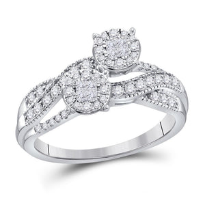 14kt White Gold Womens Princess Diamond Cluster Bridal Wedding Engagement Ring 1/2 Cttw