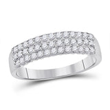 14kt White Gold Womens Round Diamond Classic Anniversary Ring 1/2 Cttw