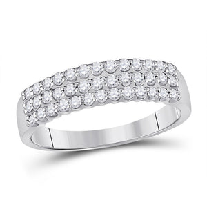 14kt White Gold Womens Round Diamond Classic Anniversary Ring 1/2 Cttw