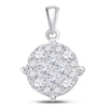 14kt White Gold Womens Princess Diamond Fashion Cluster Pendant 1/2 Cttw