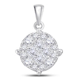 14kt White Gold Womens Princess Diamond Fashion Cluster Pendant 1/2 Cttw