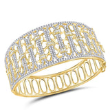 14kt Yellow Gold Womens Round Diamond Cocktail Bangle Bracelet 5.00 Cttw