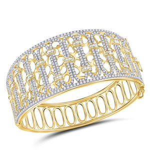 14kt Yellow Gold Womens Round Diamond Cocktail Bangle Bracelet 5.00 Cttw