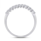 14kt White Gold Womens Round Diamond Contoured Triple Row Band Ring 1.00 Cttw