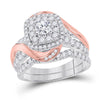 14kt Two-tone Gold Womens Round Diamond Bridal Wedding Engagement Ring Band Set 1-1/2 Cttw (Certified)