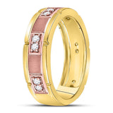 14kt Two-tone Gold Mens Round Diamond Wedding 2-Stone Band Ring 1/4 Cttw