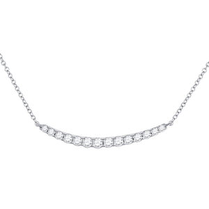 14kt White Gold Womens Round Diamond Curved Bar Necklace 3/4 Cttw