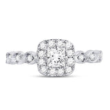 14kt Two-tone Gold Womens Princess Diamond Solitaire Bridal Wedding Engagement Ring 3/4 Cttw (Certified)