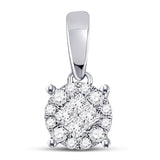14kt White Gold Womens Princess Diamond Fashion Cluster Pendant 1/6 Cttw
