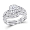 14kt White Gold Womens Princess Diamond Bridal Wedding Engagement Ring Band Set 1.00 Cttw (Certified)