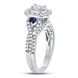 14kt White Gold Womens Emerald Diamond Bridal Wedding Engagement Ring Band Set 1.00 Cttw (Certified)