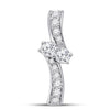 14kt White Gold Womens Round Diamond Bypass 2-stone Pendant 1/4 Cttw