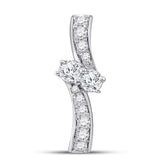 14kt White Gold Womens Round Diamond Bypass 2-stone Pendant 1/4 Cttw