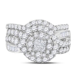 14kt White Gold Womens Princess Diamond Bridal Wedding Engagement Ring Band Set 1-3/4 Cttw