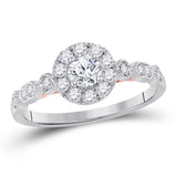 14kt Two-tone White Rose Gold Womens Round Diamond Solitaire Bridal Wedding Engagement Ring 3/4 Cttw (Certified)