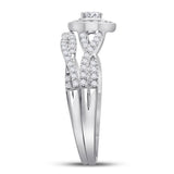 14kt White Gold Womens Round Diamond Bridal Wedding Engagement Ring Band Set 1/2 Cttw