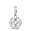 14kt White Gold Womens Round Diamond Fashion Cluster Pendant 1.00 Cttw
