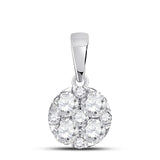 14kt White Gold Womens Round Diamond Fashion Cluster Pendant 1.00 Cttw