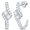 14kt White Gold Womens Round Diamond Dangle 2-stone Earrings 2.00 Cttw (Certified)