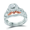 14kt Two-tone Gold Womens Round Diamond Bridal Wedding Engagement Ring Band Set 1.00 Cttw (Certified)
