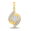 14kt Yellow Gold Womens Round Diamond Flower Cluster Pendant 1/5 Cttw
