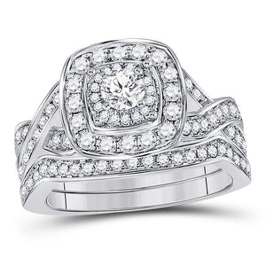 14kt Rose Gold Womens Round Diamond Bridal Wedding Engagement Ring Band Set 1.00 Cttw (Certified)