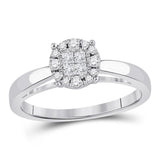 14kt White Gold Womens Princess Diamond Cluster Bridal Wedding Engagement Ring 1/4 Cttw