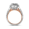 14kt Two-tone Gold Womens Round Diamond Cluster Bridal Wedding Engagement Ring 2.00 Cttw