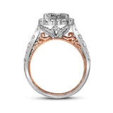 14kt Two-tone Gold Womens Round Diamond Cluster Bridal Wedding Engagement Ring 2.00 Cttw
