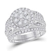 14kt White Gold Womens Round Diamond Bridal Wedding Engagement Ring Band Set 2.00 Cttw (Certified)