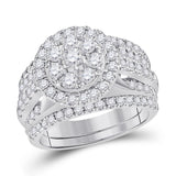14kt White Gold Womens Round Diamond Bridal Wedding Engagement Ring Band Set 2.00 Cttw (Certified)