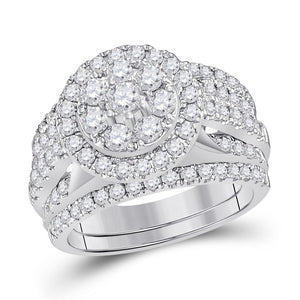 14kt White Gold Womens Round Diamond Bridal Wedding Engagement Ring Band Set 2.00 Cttw (Certified)