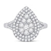 14kt White Gold Womens Round Diamond Fashion Pear Cluster Ring 1.00 Cttw