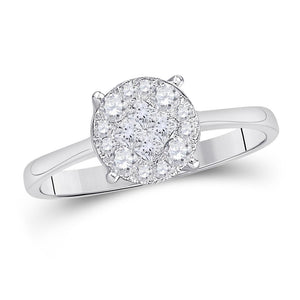 14kt White Gold Womens Princess Diamond Cluster Bridal Wedding Engagement Ring 1-1/2 Cttw