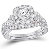 14kt Two-tone Gold Womens Round Diamond Bridal Wedding Engagement Ring Band Set 1-3/4 Cttw (Certified)
