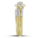 14kt Yellow Gold Womens Round Diamond Bridal Wedding Engagement Ring Band Set 1.00 Cttw