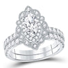 14kt White Gold Womens Marquise Diamond Bridal Wedding Engagement Ring Band Set 2.00 Cttw (Certified)