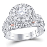 14kt Two-tone Gold Womens Round Diamond Bridal Wedding Engagement Ring Band Set 2.00  (Certified)