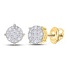 14kt Yellow Gold Womens Princess Diamond Fashion Cluster Earrings 2.00 Cttw